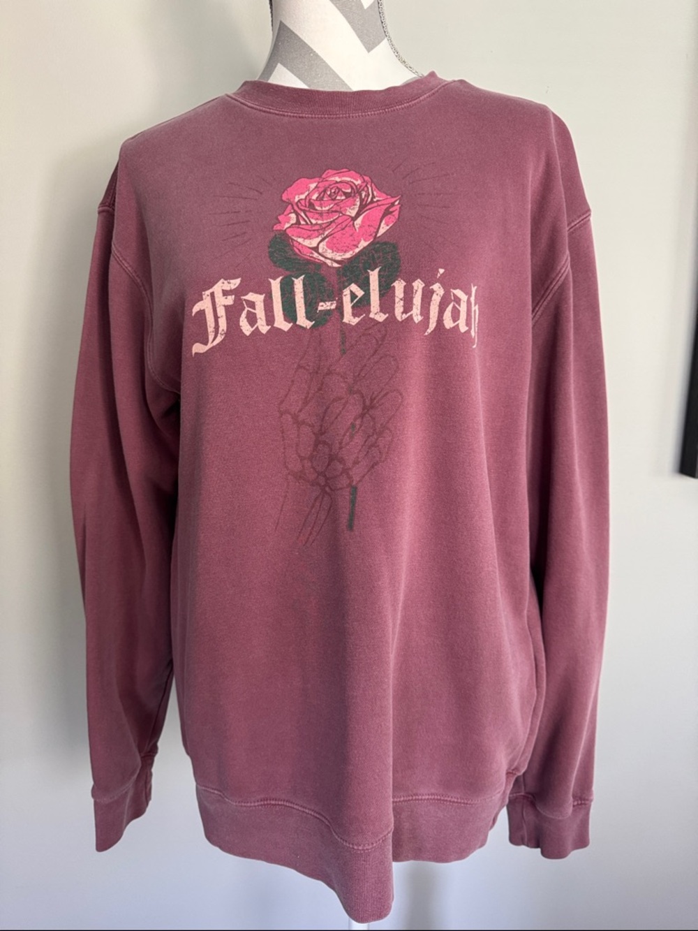 Living Fully Co-Fall-elujah Graphic Crewneck Sweatshirt - Mauveish color